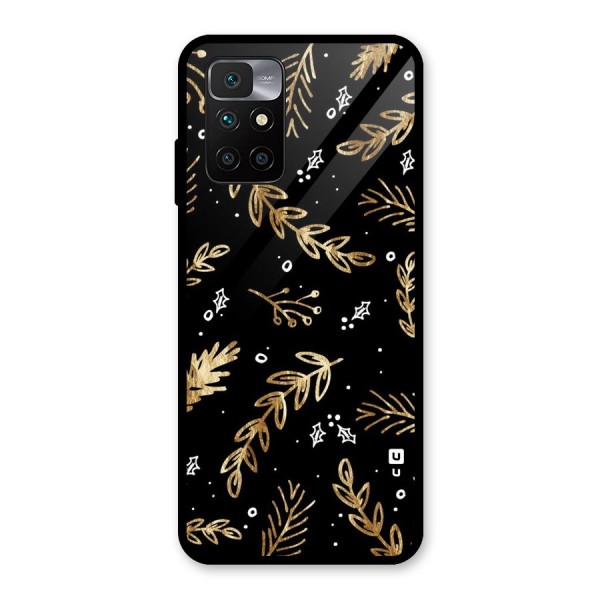 Gold Palm Leaves Glass Back Case for Redmi 10 Prime