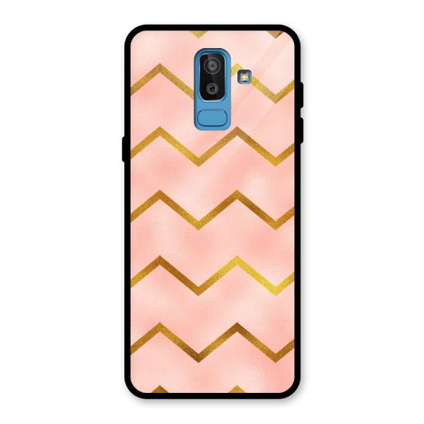 Gold Pink Pattern Glass Back Case for Galaxy J8