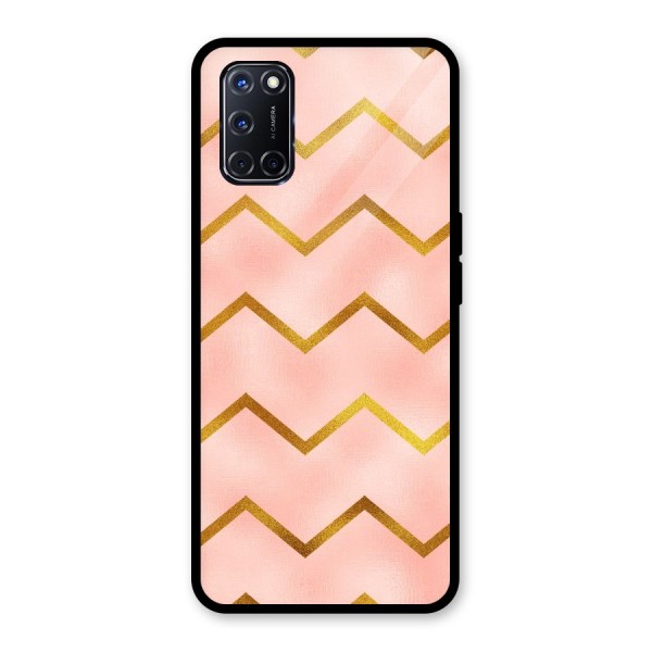 Gold Pink Pattern Glass Back Case for Oppo A52