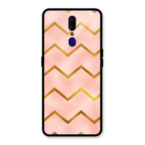 Gold Pink Pattern Glass Back Case for Oppo F11