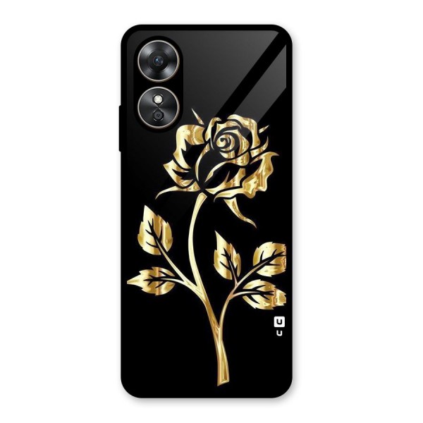 Gold Rose Glass Back Case for Oppo A17