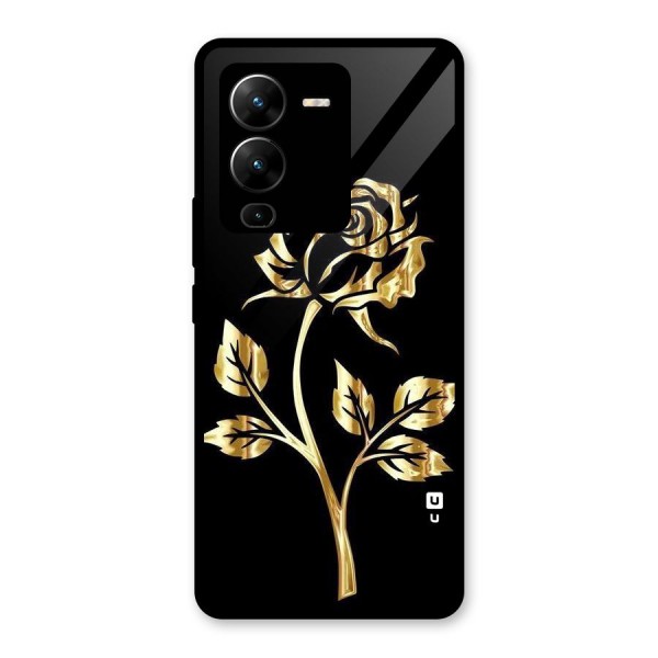 Gold Rose Glass Back Case for Vivo V25 Pro