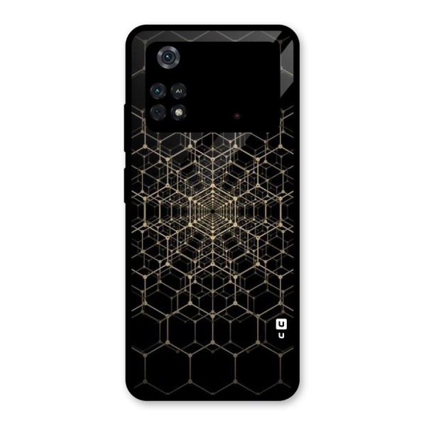 Gold Web Glass Back Case for Poco M4 Pro 4G