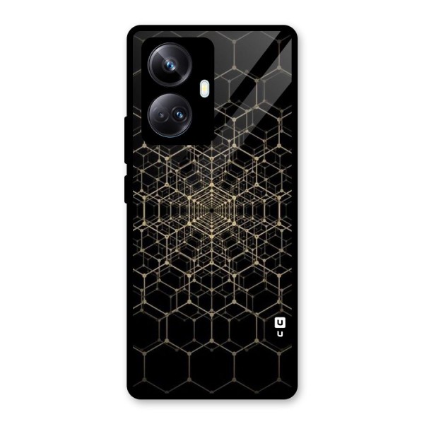 Gold Web Glass Back Case for Realme 10 Pro Plus