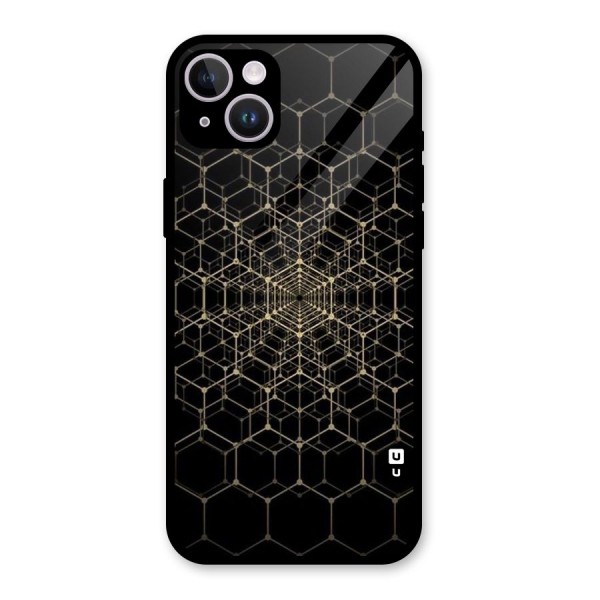 Gold Web Glass Back Case for iPhone 14 Plus