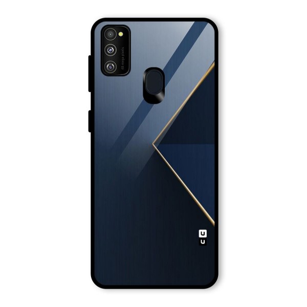 Golden Blue Triangle Glass Back Case for Galaxy M21