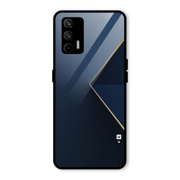 Golden Blue Triangle Glass Back Case for Realme X7 Max