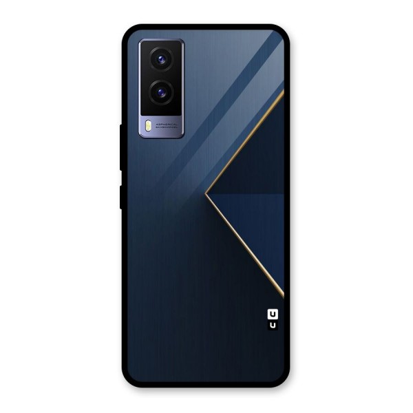 Golden Blue Triangle Glass Back Case for Vivo V21e 5G