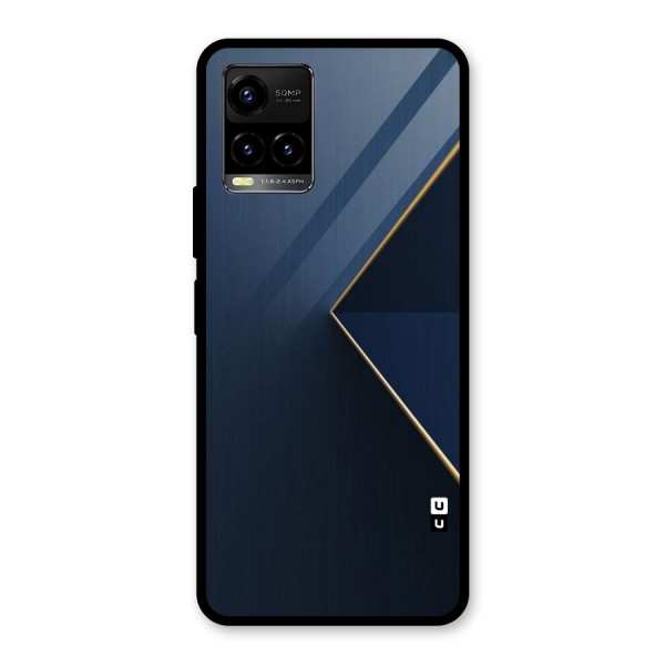 Golden Blue Triangle Glass Back Case for Vivo Y21 2021