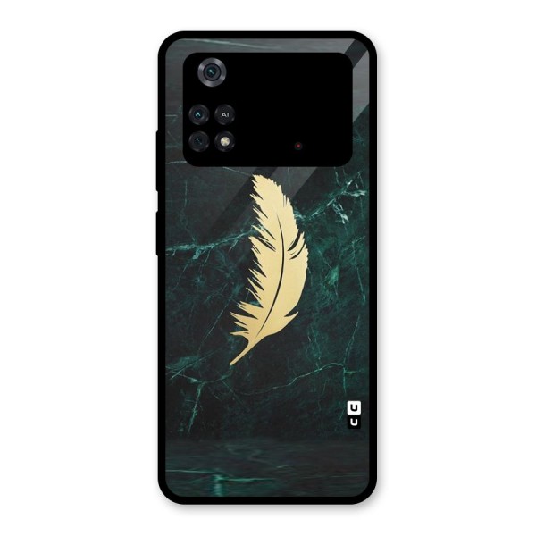 Golden Feather Glass Back Case for Poco M4 Pro 4G