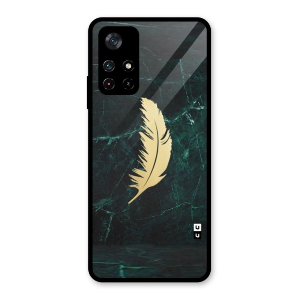 Golden Feather Glass Back Case for Poco M4 Pro 5G