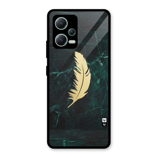 Golden Feather Glass Back Case for Redmi Note 12 5G