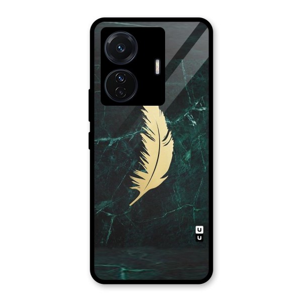 Golden Feather Glass Back Case for Vivo T1 Pro