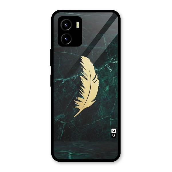 Golden Feather Glass Back Case for Vivo Y15s