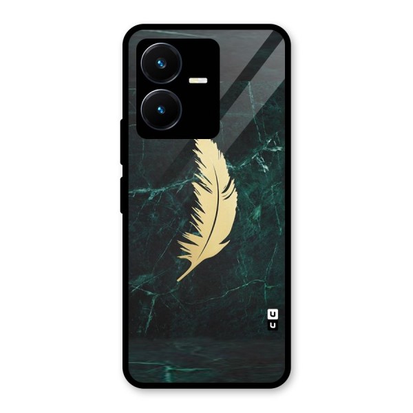 Golden Feather Glass Back Case for Vivo Y22