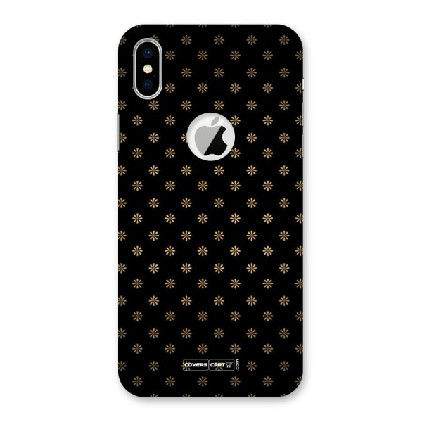 Golden Flowers Back Case for iPhone XS Logo Cut