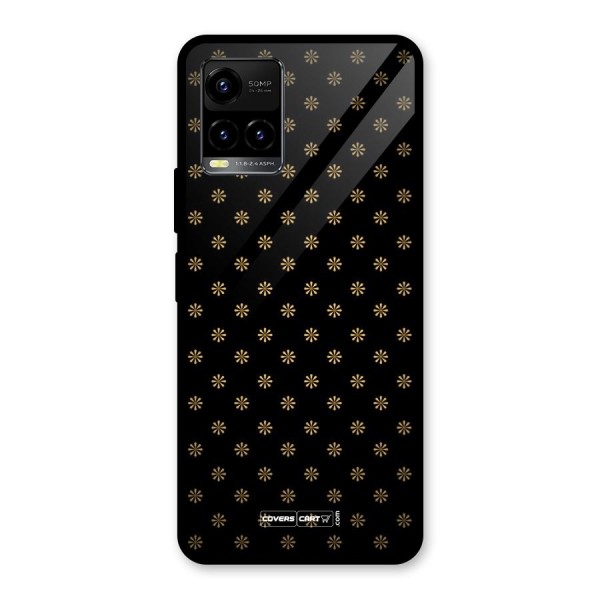 Golden Flowers Glass Back Case for Vivo Y21A