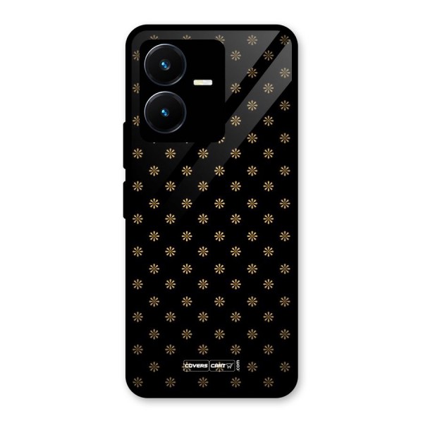 Golden Flowers Glass Back Case for Vivo Y22