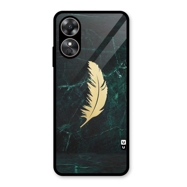 Golden Leaf Glass Back Case for Oppo A17