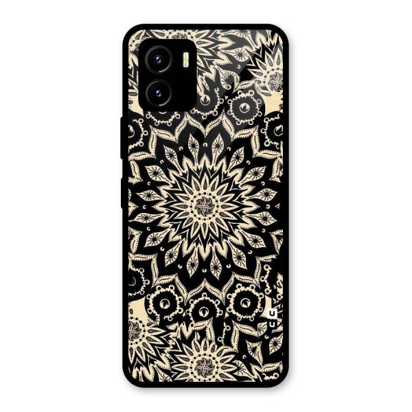 Golden Mandala Glass Back Case for Vivo Y15s