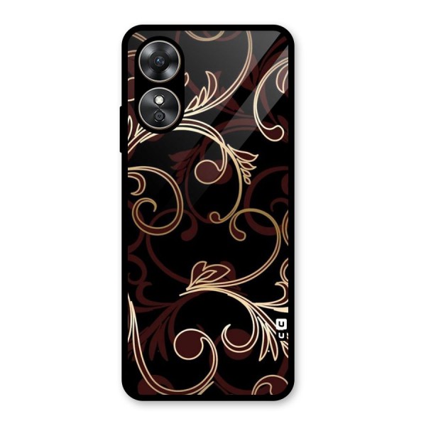 Golden Maroon Beauty Glass Back Case for Oppo A17