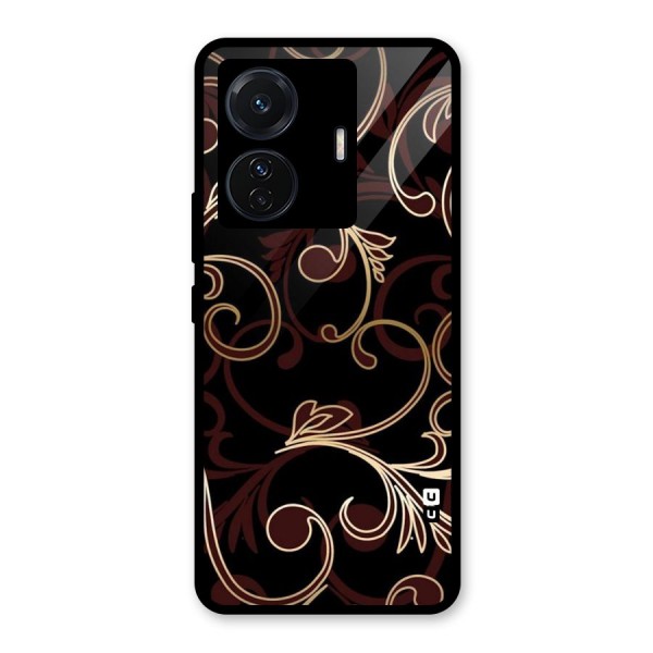 Golden Maroon Beauty Glass Back Case for Vivo T1 Pro