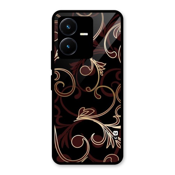 Golden Maroon Beauty Glass Back Case for Vivo Y22