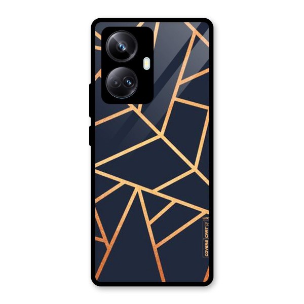 Golden Pattern Glass Back Case for Realme 10 Pro Plus