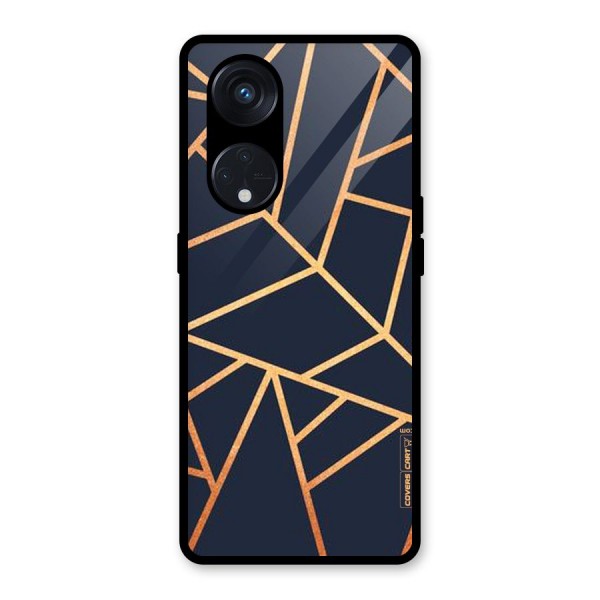 Golden Pattern Glass Back Case for Reno8 T 5G