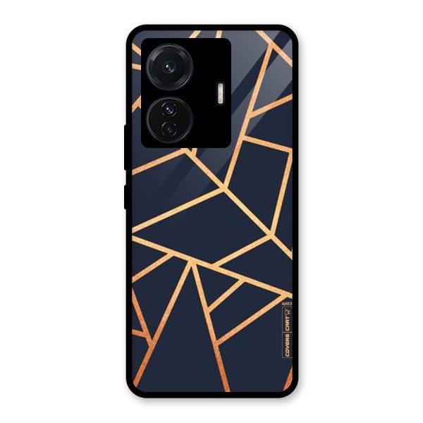 Golden Pattern Glass Back Case for Vivo T1 Pro