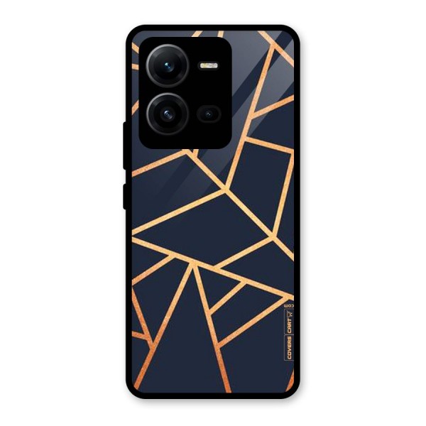 Golden Pattern Glass Back Case for Vivo V25