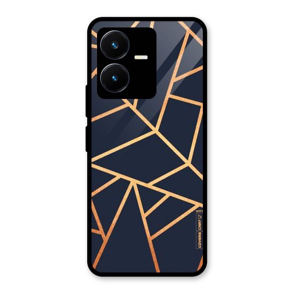 Golden Pattern Glass Back Case for Vivo Y22