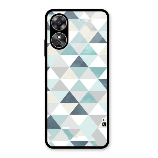 Green And Grey Pattern Glass Back Case for Oppo A17