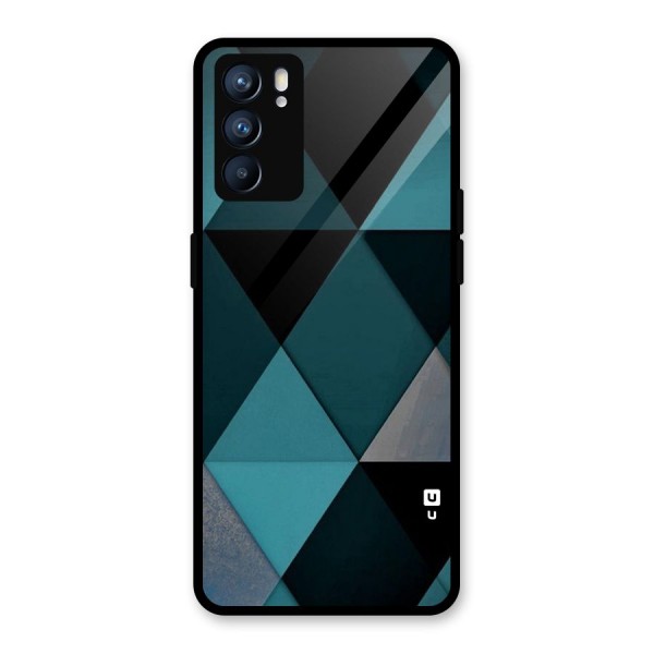 Green Black Shapes Glass Back Case for Oppo Reno6 5G