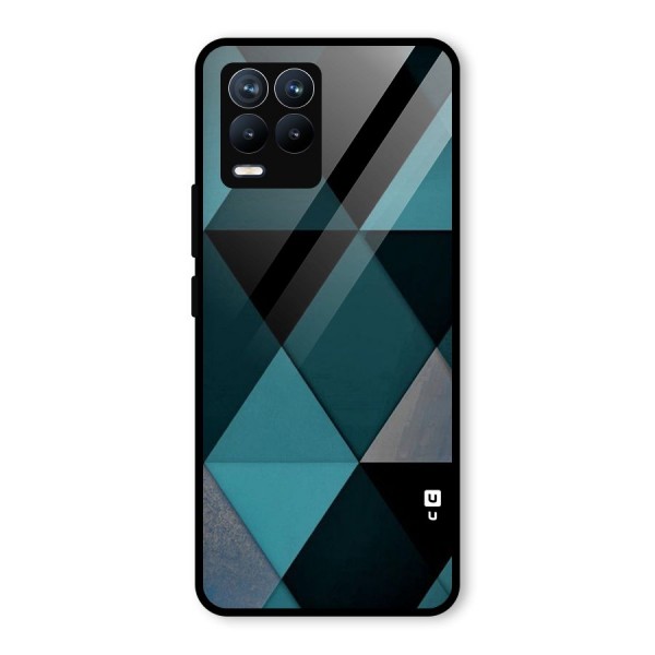 Green Black Shapes Glass Back Case for Realme 8 Pro