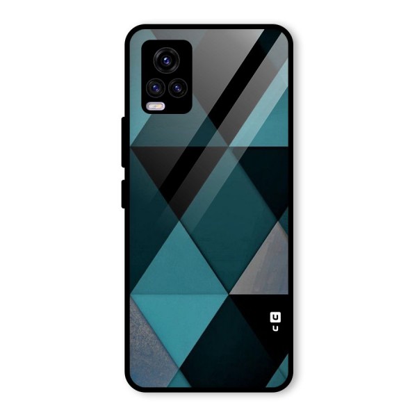 Green Black Shapes Glass Back Case for Vivo V20