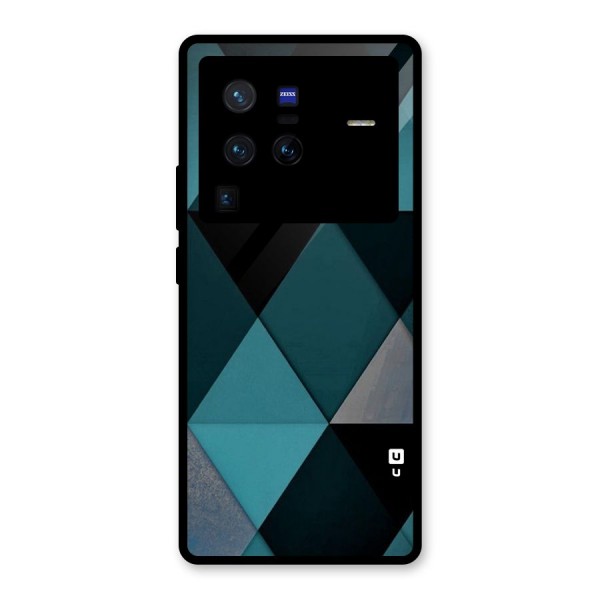 Green Black Shapes Glass Back Case for Vivo X80 Pro