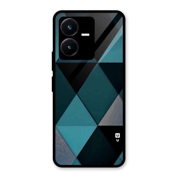 Green Black Shapes Glass Back Case for Vivo Y22