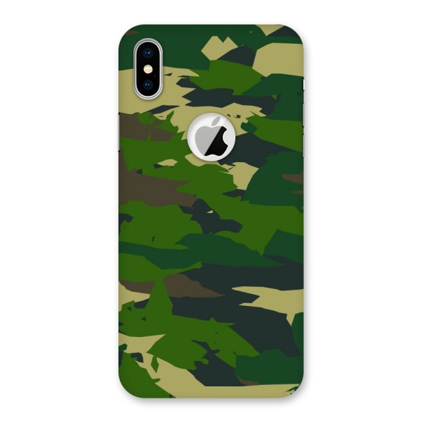 Green Camouflage Army Back Case for iPhone X Logo Cut