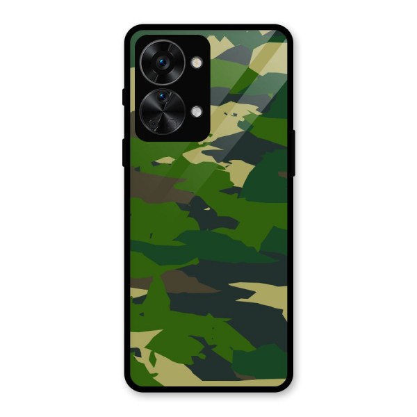 Green Camouflage Army Glass Back Case for OnePlus Nord 2T