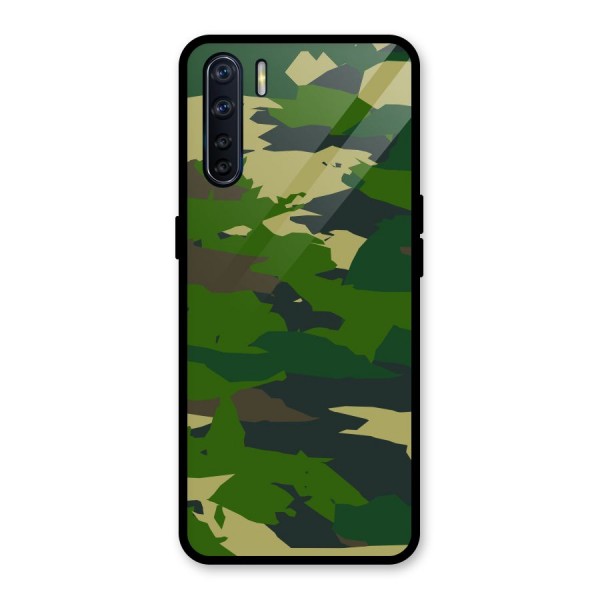 Green Camouflage Army Glass Back Case for Oppo F15