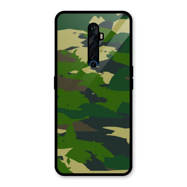 Green Camouflage Army Glass Back Case for Oppo Reno2 Z