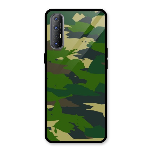 Green Camouflage Army Glass Back Case for Oppo Reno3 Pro