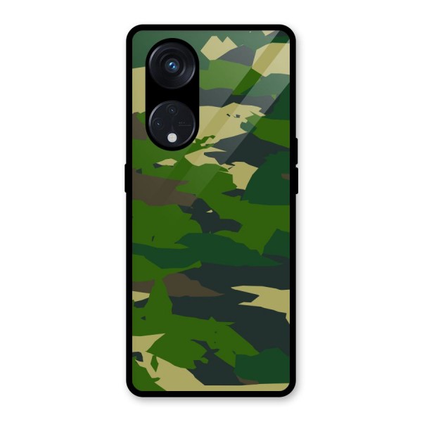 Green Camouflage Army Glass Back Case for Reno8 T 5G