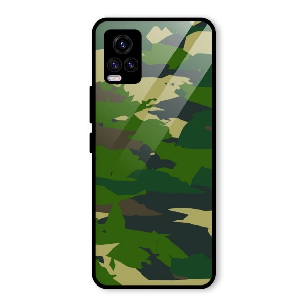 Green Camouflage Army Glass Back Case for Vivo V20