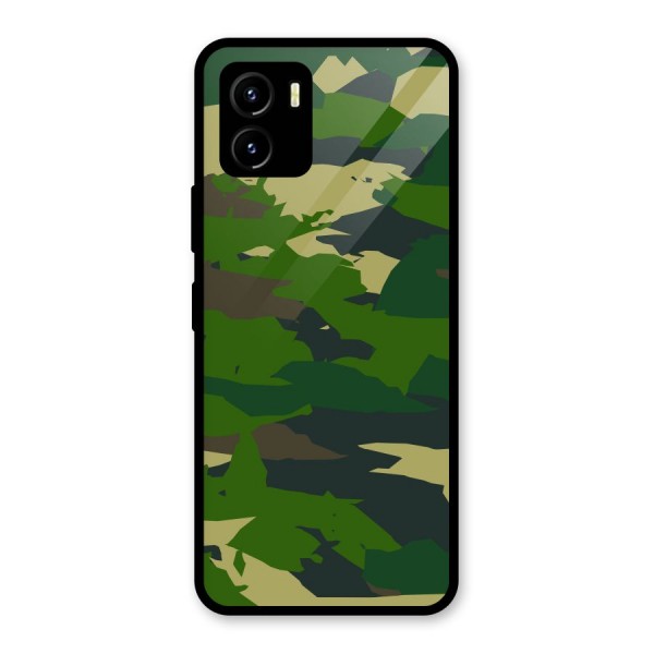 Green Camouflage Army Glass Back Case for Vivo Y15s