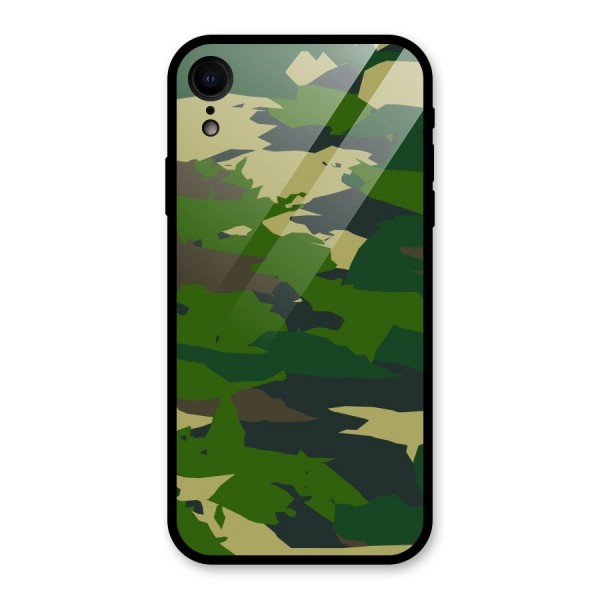 Green Camouflage Army Glass Back Case for XR