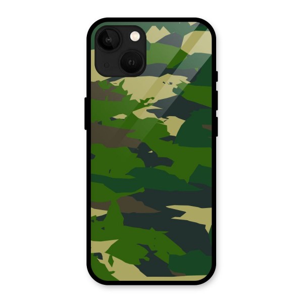 Green Camouflage Army Glass Back Case for iPhone 13