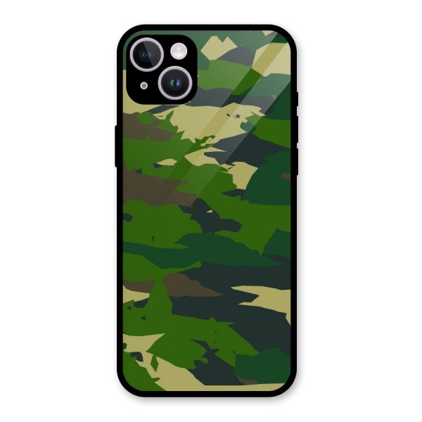 Green Camouflage Army Glass Back Case for iPhone 14 Plus