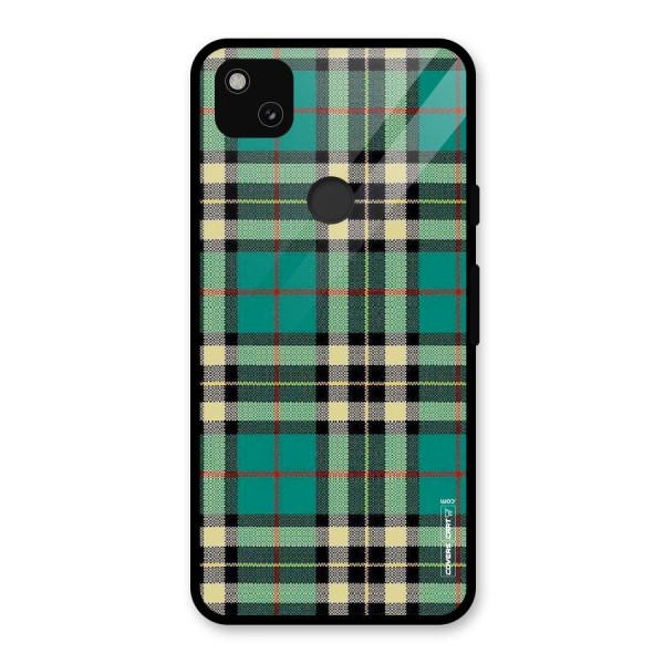 Green Check Glass Back Case for Google Pixel 4a